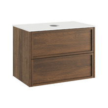 Cali 750mm Walnut Wall Hung Vanity with Basin & Shaving Cabinet Package